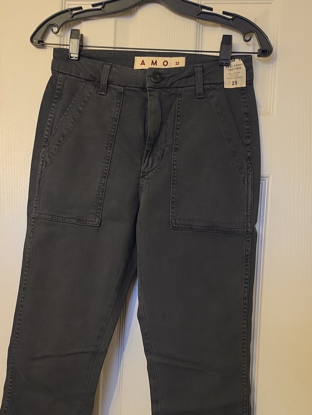 AMO Easy Army Trouser Straight Leg Pants Black Waist 25